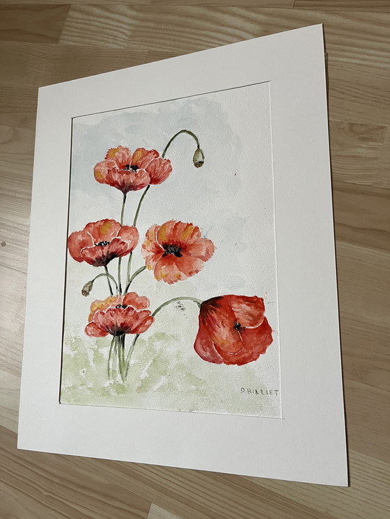 Image 1 of Aquarelle de coquelicots