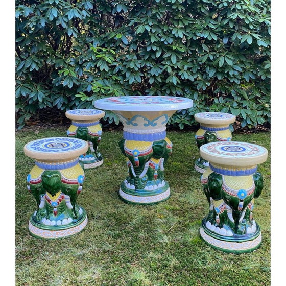 Image 1 of Ensemble de jardin vintage multicolore avec éléphants, 1960-1970