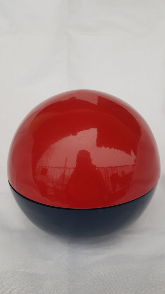 Image 1 of Space Age Design Snack-Set Mélamine Rouge-Bleu Bowl + 5 bols