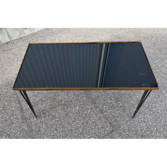 Image 1 of Table basse vintage en fer forgé et verre opalin, 1950