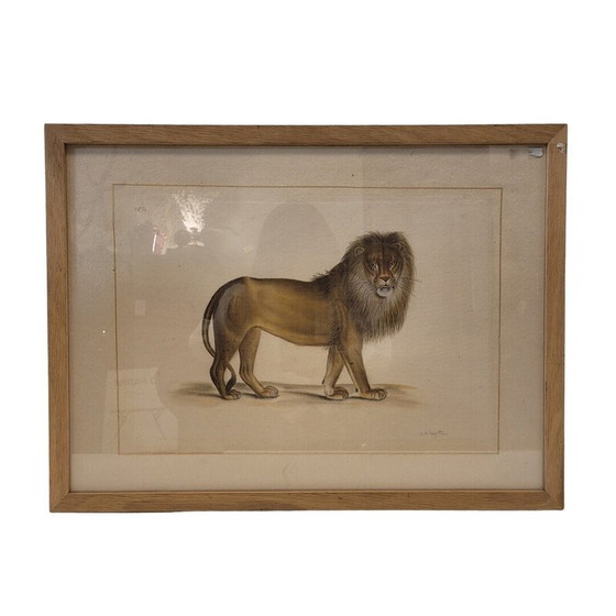 Image 1 of Tableau vintage représentant un lion par La Roche Laffitte