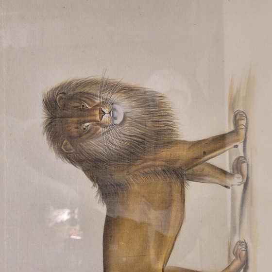 Image 1 of Tableau vintage représentant un lion par La Roche Laffitte