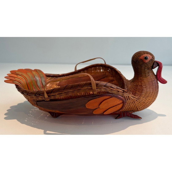 Image 1 of Dinde de poche en rotin vintage, France 1950