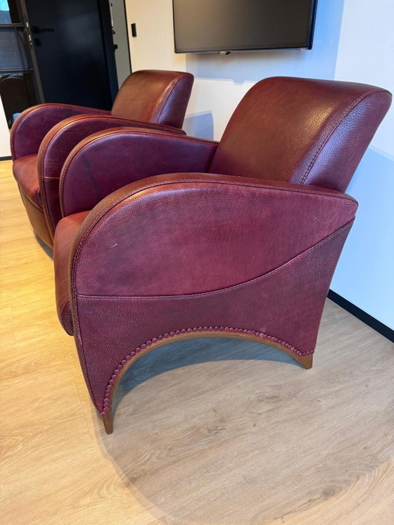 Image 1 of 2X fauteuils en cuir de Baxter