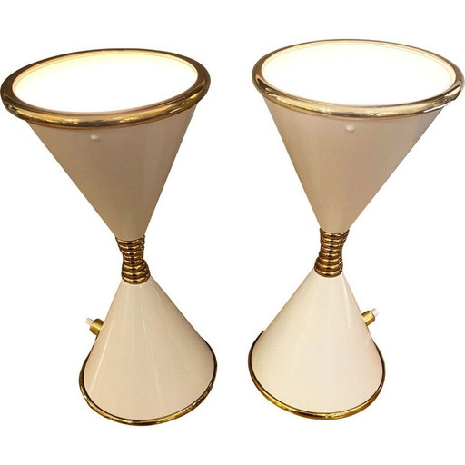 Paire de lampes clessidra vintage d'Angelo Lelli, 1960