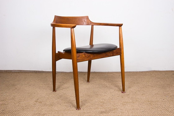 Image 1 of Fauteuil De Bureau Danois en Orme et Skai