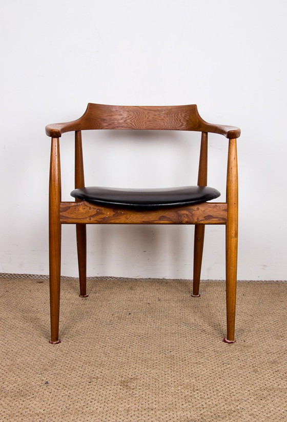 Image 1 of Fauteuil De Bureau Danois en Orme et Skai