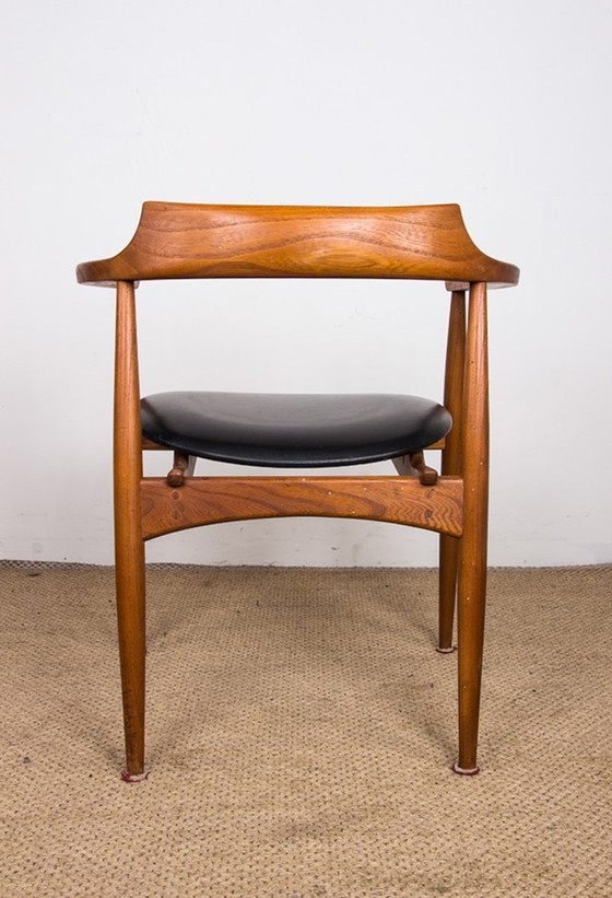 Image 1 of Fauteuil De Bureau Danois en Orme et Skai