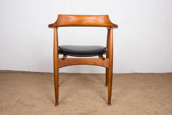 Image 1 of Fauteuil De Bureau Danois en Orme et Skai