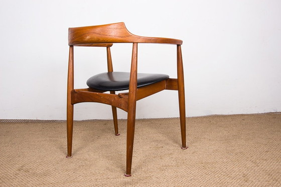 Image 1 of Fauteuil De Bureau Danois en Orme et Skai