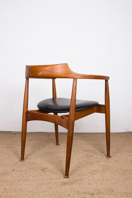 Image 1 of Fauteuil De Bureau Danois en Orme et Skai