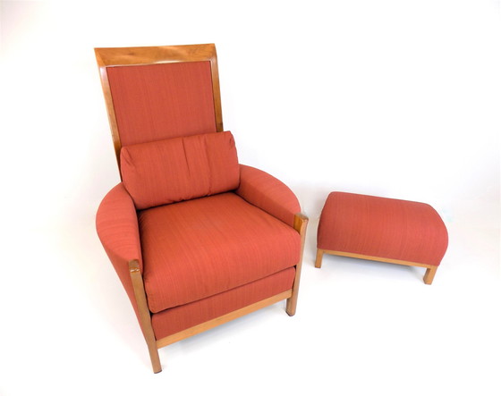 Image 1 of Giorgetti New Gallery Art Deco Armchair With Ottoman By Umberto Asnago