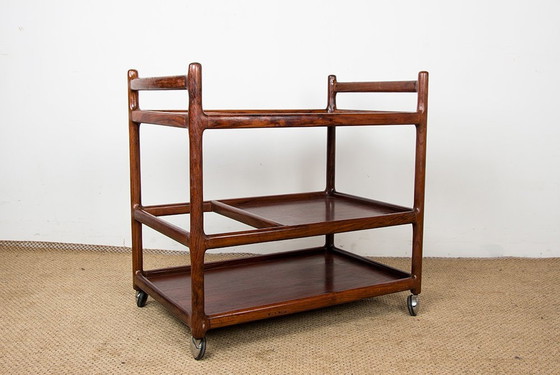 Image 1 of Desserte, Table Roulante, 3 Niveaux, Danoise En Palissandre Par Johannes Andersen Pour Silkeborg 1960.