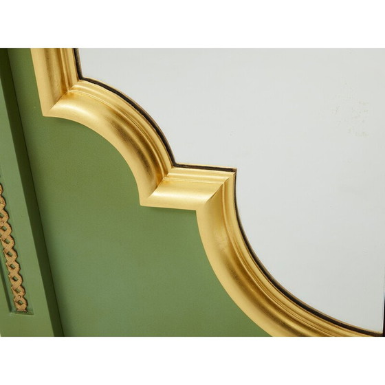 Image 1 of Paire d'armoires vintage en chêne massif décorées de laque vert céladon par André Arbus, 1930