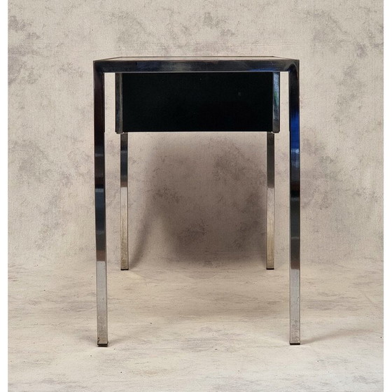Image 1 of Bureau vintage en métal chromé et bois de Guy Lefèvre, 1970