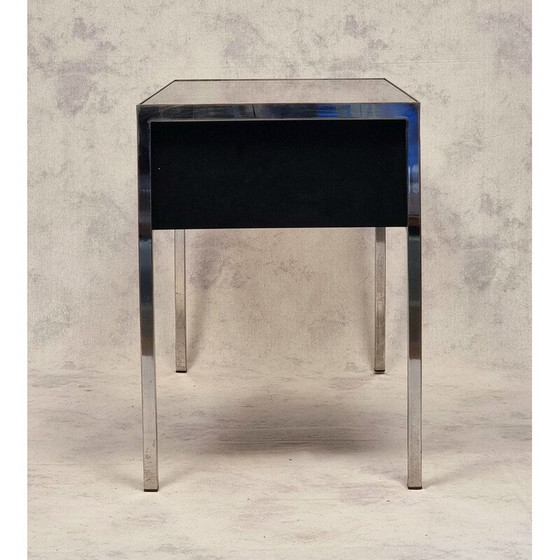 Image 1 of Bureau vintage en métal chromé et bois de Guy Lefèvre, 1970