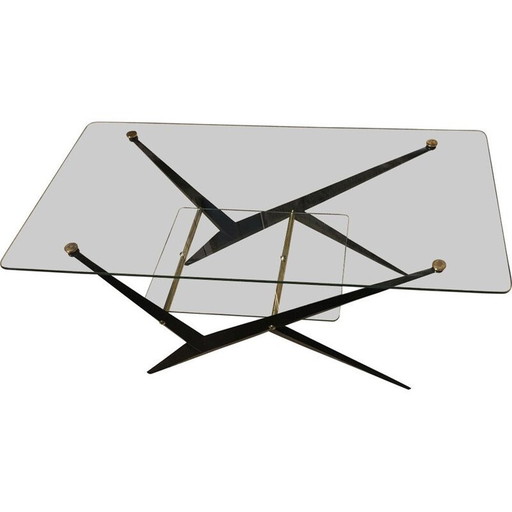 Table basse vintage en verre transparent par Angelo Ostuni, 1955