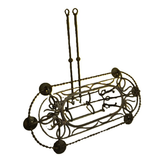 Image 1 of Lustre à 6 lumières en fer forgé Circa 1950