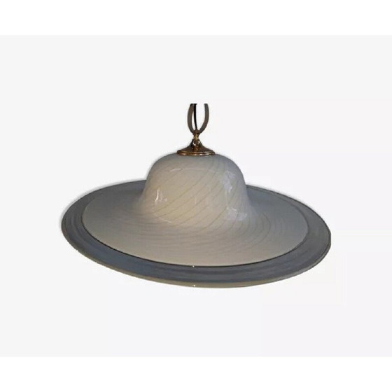 Image 1 of Lampe suspendue vintage en verre blanc de Murano, 1960s