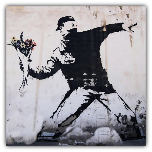 Peinture d'un lanceur de fleurs - Banksy