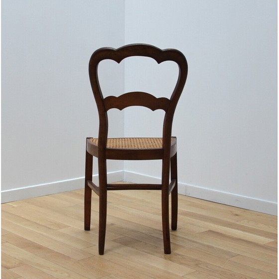 Image 1 of Chaise vintage en merisier avec assise cannée