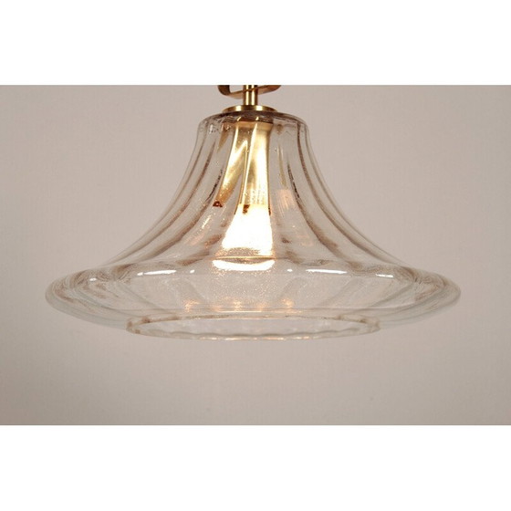 Image 1 of Lampe suspendue vintage en verre et laiton par Limburg, Allemagne 1970