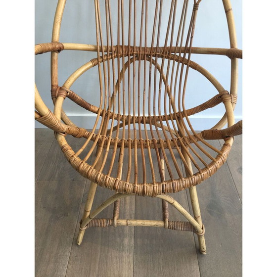 Image 1 of Paire de fauteuils en rotin vintage, forme d'œuf, 1950