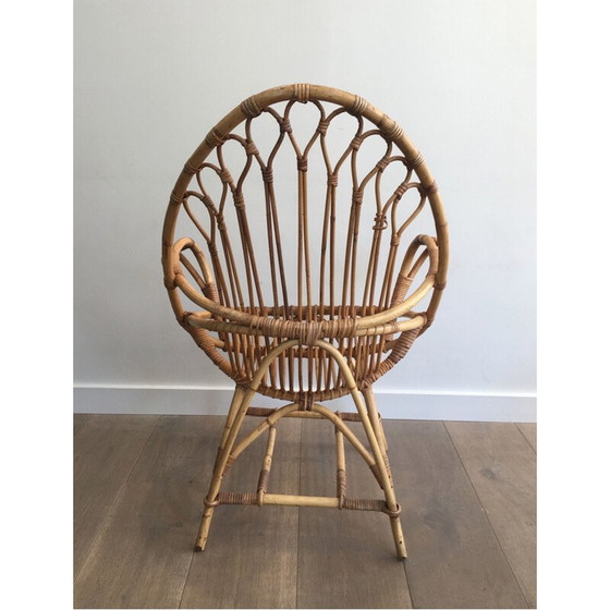 Image 1 of Paire de fauteuils en rotin vintage, forme d'œuf, 1950