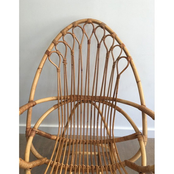 Image 1 of Paire de fauteuils en rotin vintage, forme d'œuf, 1950