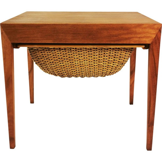 Image 1 of Table d'appoint vintage en teck et hêtre par Severin Hansen pour Haslev, Danemark 1950
