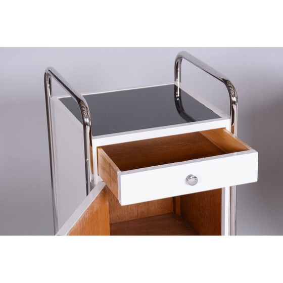 Image 1 of Paire de tables de nuit vintage en acier, bois et chrome par Vichr, Tchécoslovaquie 1930