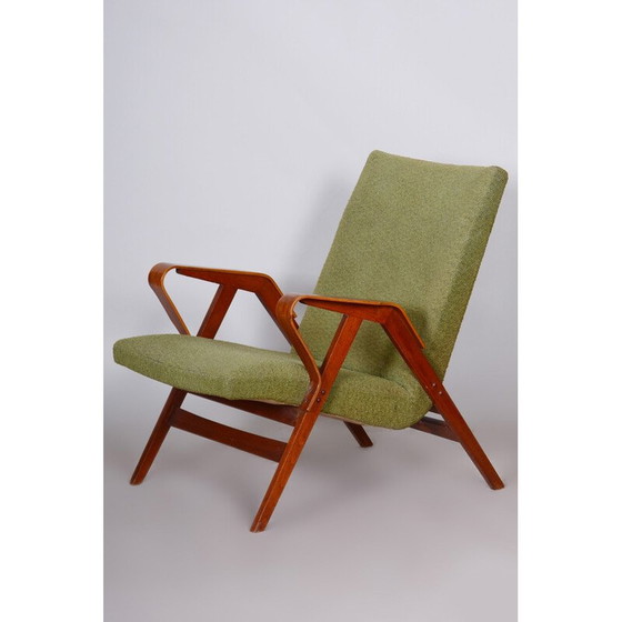 Image 1 of Fauteuil en hêtre et tissu du milieu du siècle par Tatra, Tchécoslovaquie années 1950