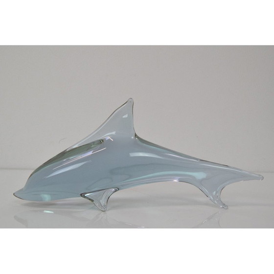 Image 1 of Art du milieu du siècle Sculpture de dauphin en verre par Miloslav Janků pour Zelezný Brod, Tchécoslovaquie années 1960.