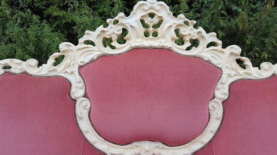 Image 1 of Ensemble canapé baroque blanc avec revêtement rose