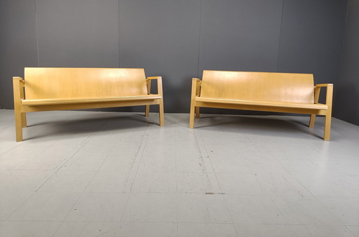 Bancs en contreplaqué Mid Century à la manière d'Alvar Aalto, 1960 - Lot de 2