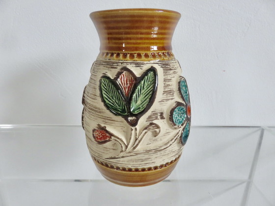 Image 1 of Vase En Céramique West Germany Au Motif Floral, Années 60