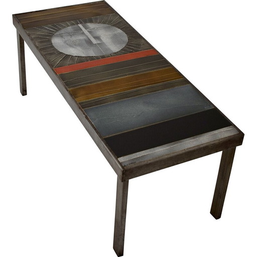 Table basse vintage Soleil par Roger Capron, 1960