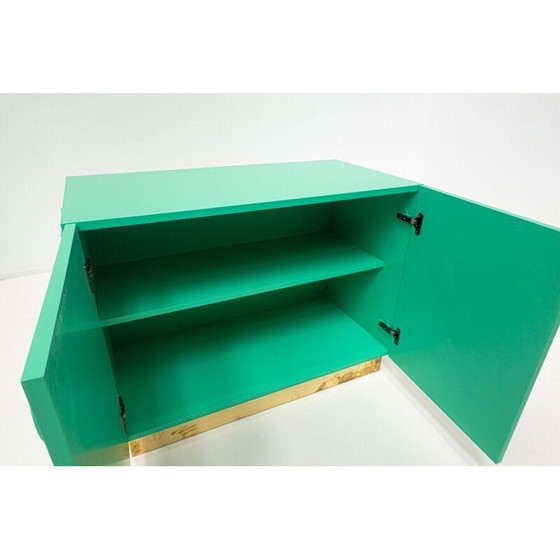 Image 1 of Commode vintage en bois laqué vert et laiton, Italie