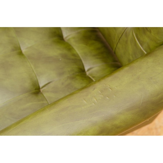 Image 1 of Paire de fauteuils pivotants vintage en aluminium et simili cuir vert pour Up Zavody, Tchécoslovaquie 1970