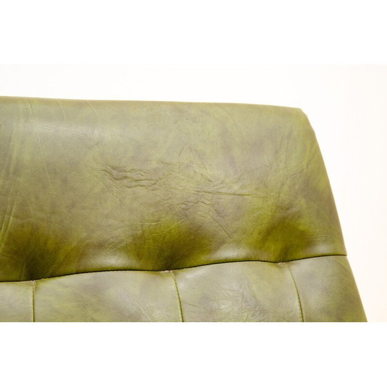 Image 1 of Paire de fauteuils pivotants vintage en aluminium et simili cuir vert pour Up Zavody, Tchécoslovaquie 1970