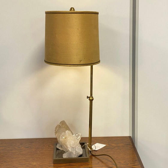 Image 1 of Lampe de table vintage en bronze et quartz de cristal, France 1970