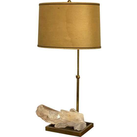 Image 1 of Lampe de table vintage en bronze et quartz de cristal, France 1970