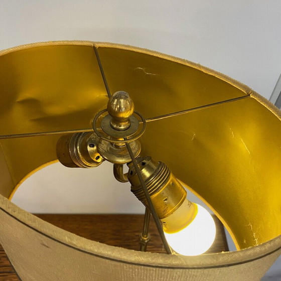 Image 1 of Lampe de table vintage en bronze et quartz de cristal, France 1970