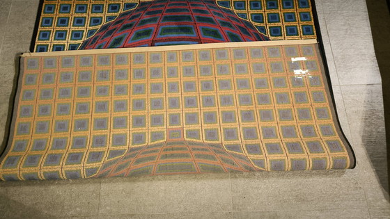 Image 1 of Tapis "Vega" Op-Art dans le style de Vasarely, 1970S