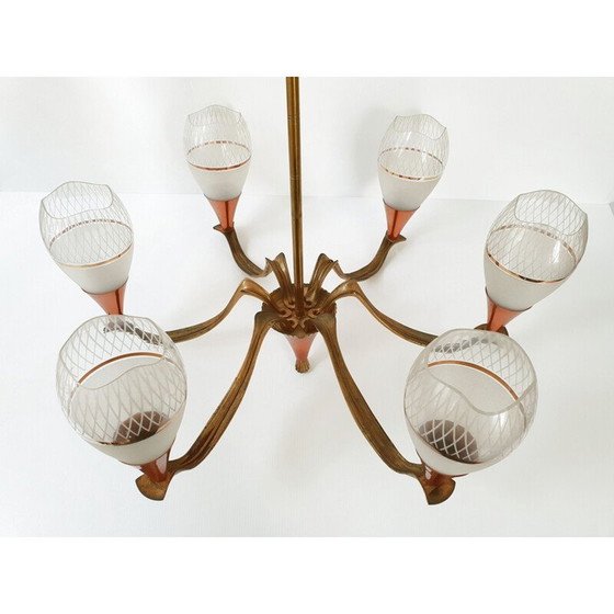Image 1 of Lustre vintage en laiton, 1950