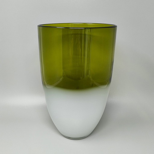 Vase vert exquis des années 1970 fait à la main par Michielotto en verre de Murano