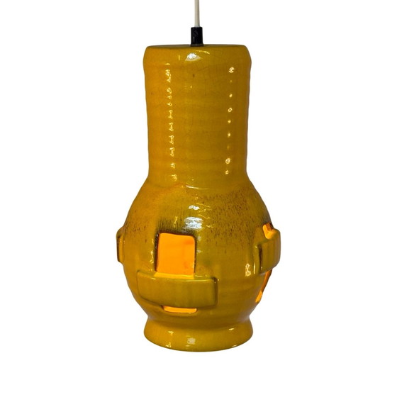 Image 1 of Fat Lava - Pédant suspendu en céramique - Midcentury - Allemagne - Boho - Jaune