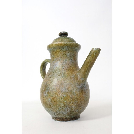 Image 1 of Poterie vintage "La Grange aux Potiers" en céramique verte de Valence pour René et Madeleine, 1950