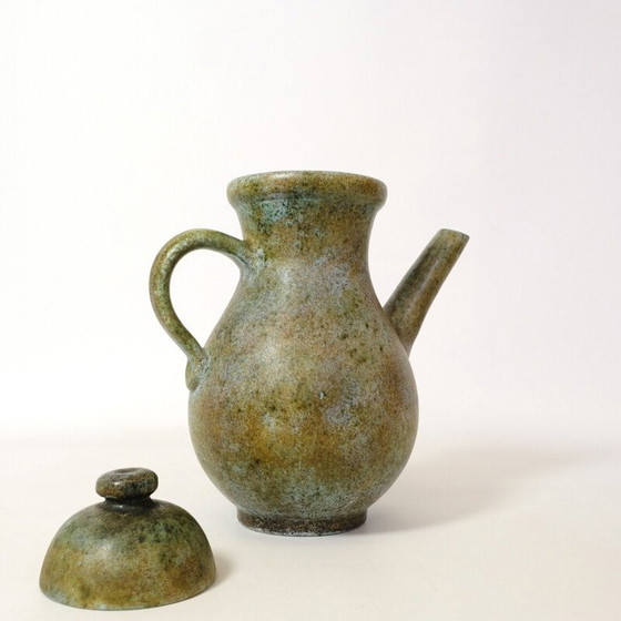 Image 1 of Poterie vintage "La Grange aux Potiers" en céramique verte de Valence pour René et Madeleine, 1950