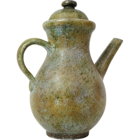 Image 1 of Poterie vintage "La Grange aux Potiers" en céramique verte de Valence pour René et Madeleine, 1950